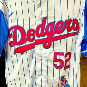 Nike Cortez LA Dodgers Barbie Patch Vapor Premier Limited Pinstripe Jersey